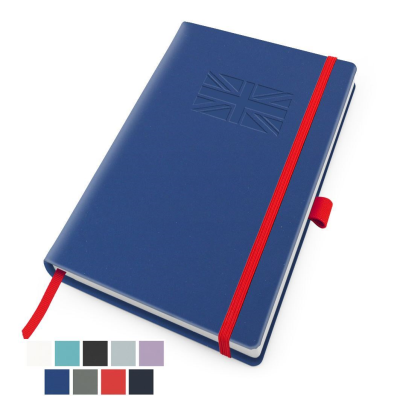 Picture of RECYCOPLUS RECYCLED A5 CASEBOUND NOTE BOOK with Elastic Strap & Pen-Loop in 5 Colours