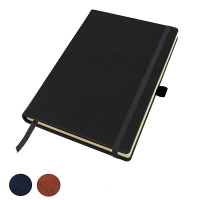 Picture of SANDRINGHAM NAPPA LEATHER COLOURS, A5 CASEBOUND NOTE BOOK with Elastic Strap & Pen-Loop