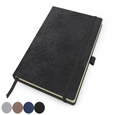 Picture of DELUXE A5 CASEBOUND NOTE BOOK in Textured Saffiano in 4 Metallic Colours