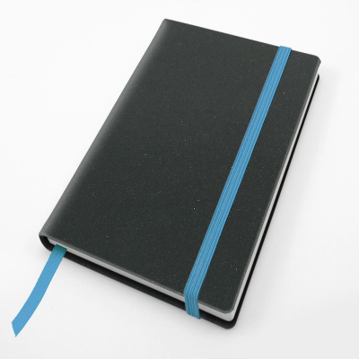 Picture of PALMA NATURAL BONDED LEATHER POCKET CASEBOUND NOTE BOOK with Elastic Strap in 5 Colours