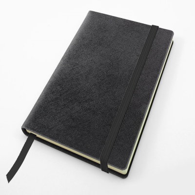 Picture of POCKET CASEBOUND NOTE BOOK with Elastic Strap, in Textured Saffiano in 4 Metallic Colours