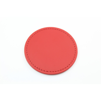 Picture of RECYCLED ELEATHER ROUND STITCHED COASTER, MADE in the UK in a Choice of 8 Colours