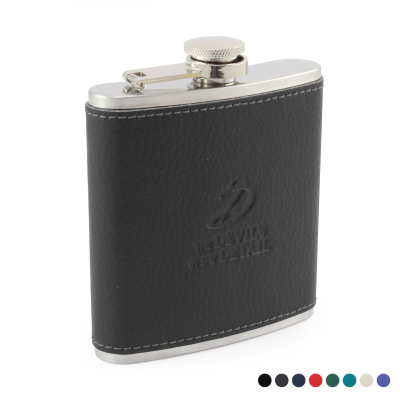 Picture of HIP FLASK with a Recycled Eleather Wrap, Made in the UK in a Choice of 8 Colours