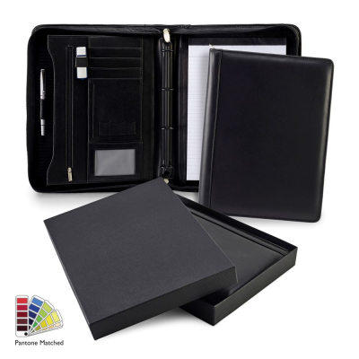 Picture of PANTONE MATCHED SANDRINGHAM LEATHER DELUXE A4 ZIP RING BINDER