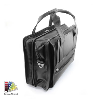 Picture of PANTONE MATCHED SANDRINGHAM LEATHER CARRY ON FLIGHT BAG in Black
