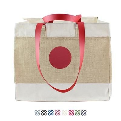 Picture of DELUXE JUTE & COTTON TOTE with Recycled Como Long Handles & Trim.