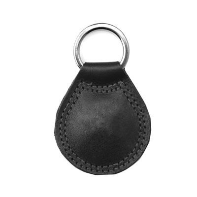 Picture of LARGE E LEATHER TEAR DROP KEYRING FOB in 8 Colours.