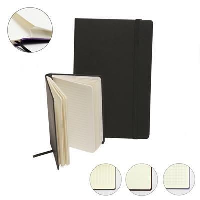 Picture of ECO FRIENDLY BONDED LEATHER A5 CASEBOUND NOTE BOOK with Elastic Strap & Envelope Pocket