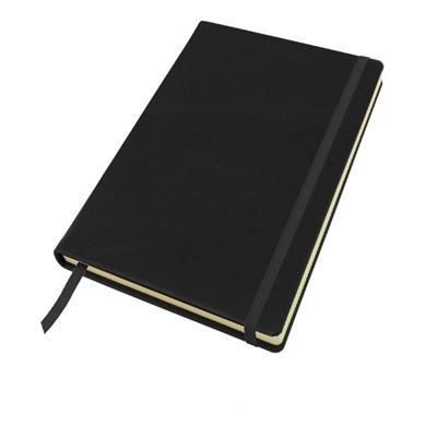 Picture of SANDRINGHAM NAPPA LEATHER A5 CASEBOUND NOTE BOOK with Elastic Strap & Envelope Pocket.