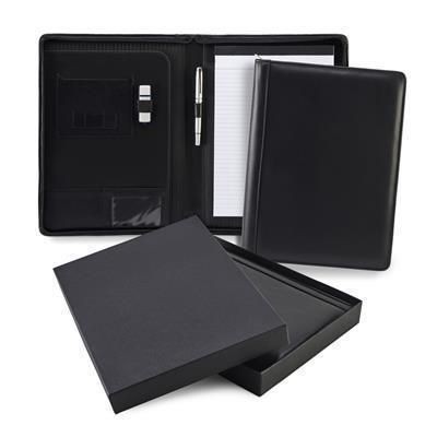 Picture of SANDRINGHAM NAPPA LEATHER ZIP CONFERENCE FOLDER in Black.