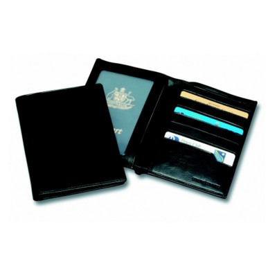 Picture of SANDRINGHAM NAPPA LEATHER DELUXE PASSPORT WALLET in Black.