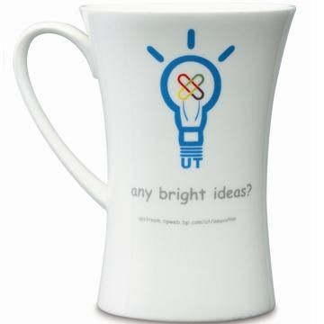 Picture of HOURGLASS BONE CHINA MUG in White