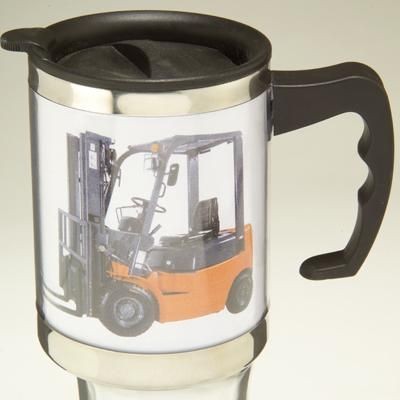Picture of METAL TRAVEL MUG in Silver & Black