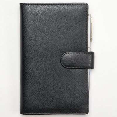 Picture of CHELSEA LEATHER POCKET DIARY & NOTE BOOK WALLET in Black with Magnetic Clasp