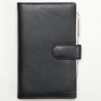 Picture of CHELSEA LEATHER POCKET DIARY & NOTE BOOK WALLET in Black with Magnetic Clasp.