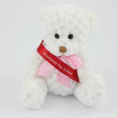 Picture of 15CM SASH SNOWDROP WAFFLE BEAR