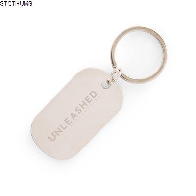 Picture of METAL DOG TAG STYLE KEYRING in Silver.