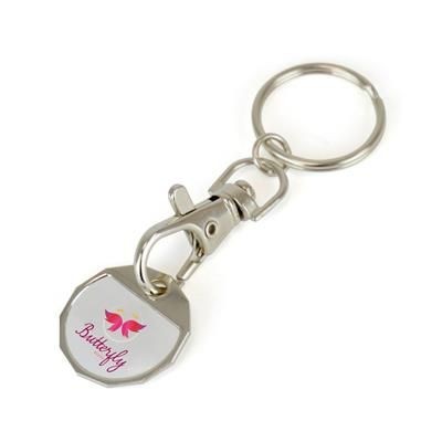 Picture of DOMED TROLLEY COIN KEYRING