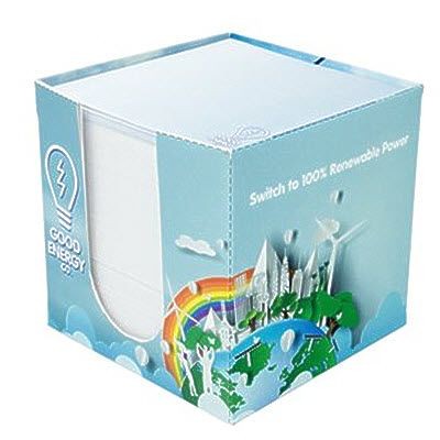 Picture of RECYCLED CARD PAPER CUBE BLOCK HOLDER with Printed Paper Cube Block