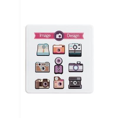 Picture of SOLID PLASTIC SQUARE COASTER with Shallow Profile & Full Colour Digital Print to Front Face