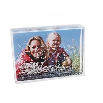 Picture of SILVER GLITTER AND LIQUID FILLED RECTANGULAR ACRYLIC CUBE BLOCK