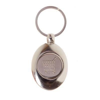 Picture of SILVER COLOUR METAL TROLLEY COIN KEYRING with Metal Swivel Connector & Split Ring.