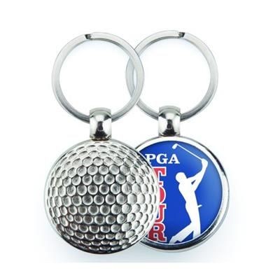 Picture of SILVER COLOUR METAL KEYRING in Golf Ball Design