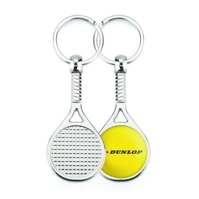 Picture of SILVER COLOUR METAL KEYRING in Tennis Racket Design.