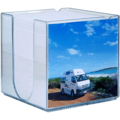 Picture of PLASTIC MEMO NOTE PAD CUBE BLOCK HOLDER in Clear Transparent