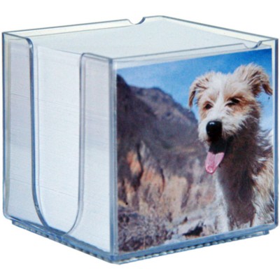 Picture of PLASTIC MINI MEMO NOTE PAD CUBE BLOCK HOLDER in Clear Transparent