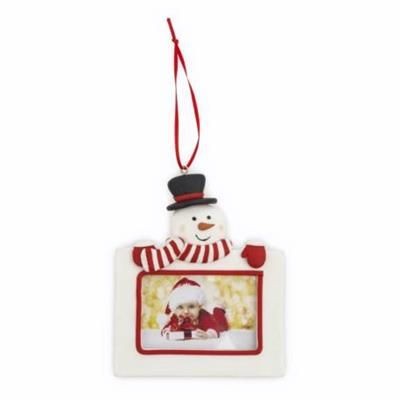 Picture of SNOWMAN CHRISTMAS DECORATION with Red Satin Ribbon Loop.