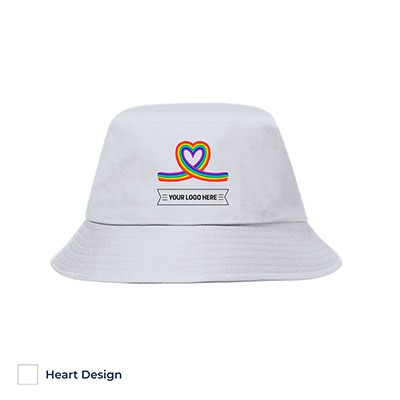 Picture of RAINBOW LESA BUCKET HAT - HEART in White
