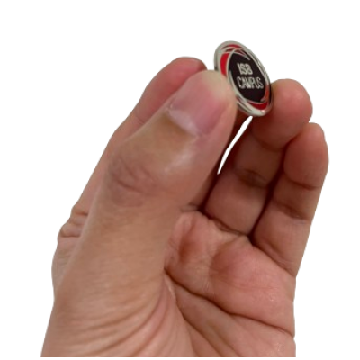 Picture of HARD ENAMELLED PIN BADGE - 30MM - TWO BUTTERFLY CLUTCHES in Silver