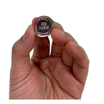 Picture of HARD ENAMELLED PIN BADGE - 35MM - KEYRING CHAIN ATTACHMENT in Silver