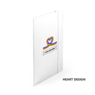 Picture of RAINBOW MALTA NOTE BOOK - HEART in White