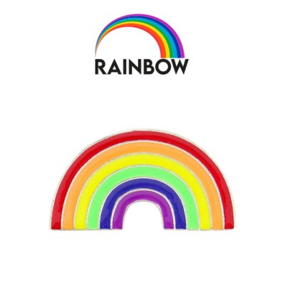 Picture of RAINBOW PIN BADGE - 30MM - BROOCH FITTING in Silver, Gold or Bronze