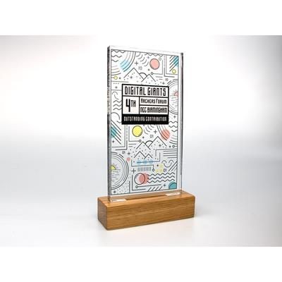 Picture of STANDARD SHAPE ACRYLIC AWARD with Plain Wood Base