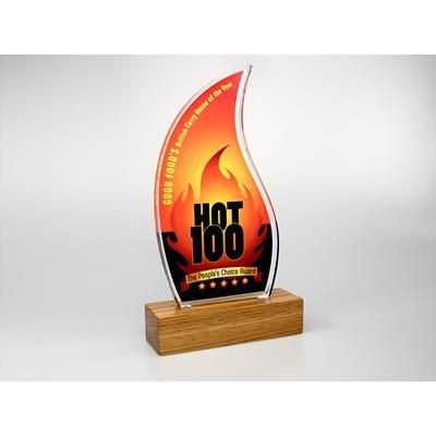 STANDARD SHAPE ACRYLIC AWARD with Engraved Wood Base.