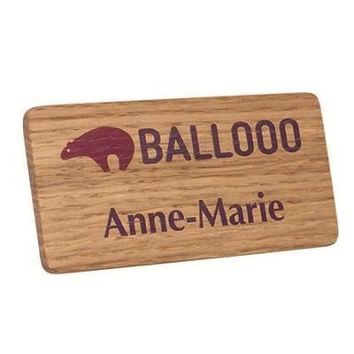 Picture of REAL WOOD PERSONALISED NAME BADGE PRINTED