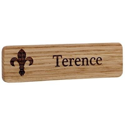 Picture of REAL WOOD PERSONALISED NAME BADGE.