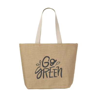 Picture of ELEGANCE BAG JUTE SHOPPER in Ecru.