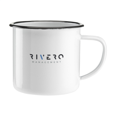 Picture of RETRO ENAMEL MUG in White & Black.