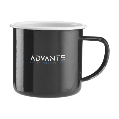 Picture of RETRO ENAMEL MUG in Black & White.