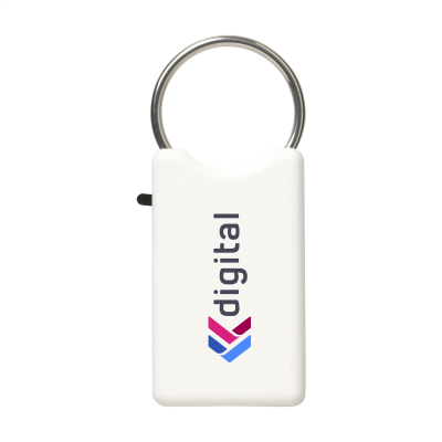 Picture of SAFE GRS RECYCLED KEYRING in White.