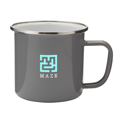 Picture of RETRO SILVER EMAILLE MUG in Grey & Silver.