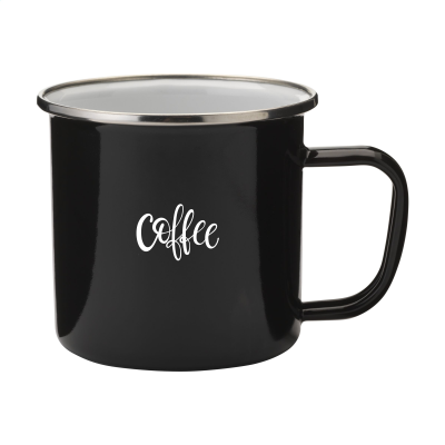 Picture of RETRO SILVER EMAILLE MUG in Black & Silver.