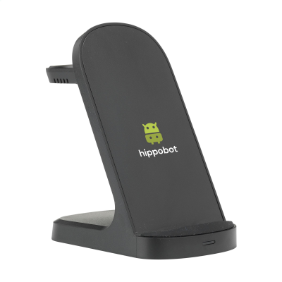 Picture of TRIPLE-UP RCS RECYCLED ABS CORDLESS CHARGER STAND in Black