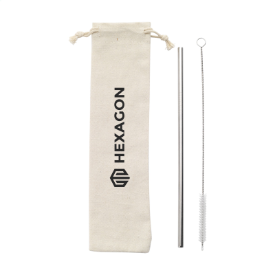 REUSABLE 1 PIECE ECO STRAW SET STAINLESS-STEEL STRAW