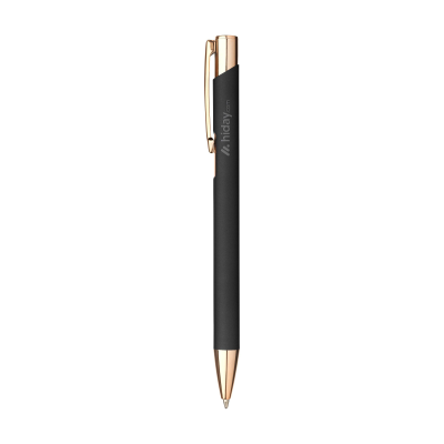Picture of EBONY RCS RECYCLED ALUMINIUM METAL SOFT ROSE GOLD PEN in Black
