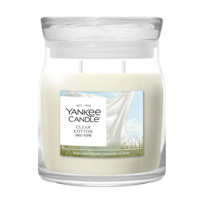 Picture of YANKEE CANDLE CLEAN COTTON MEDIUM JAR in White